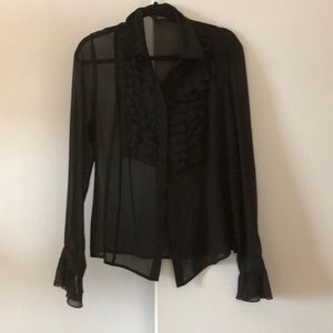 Shear ruffled blouse